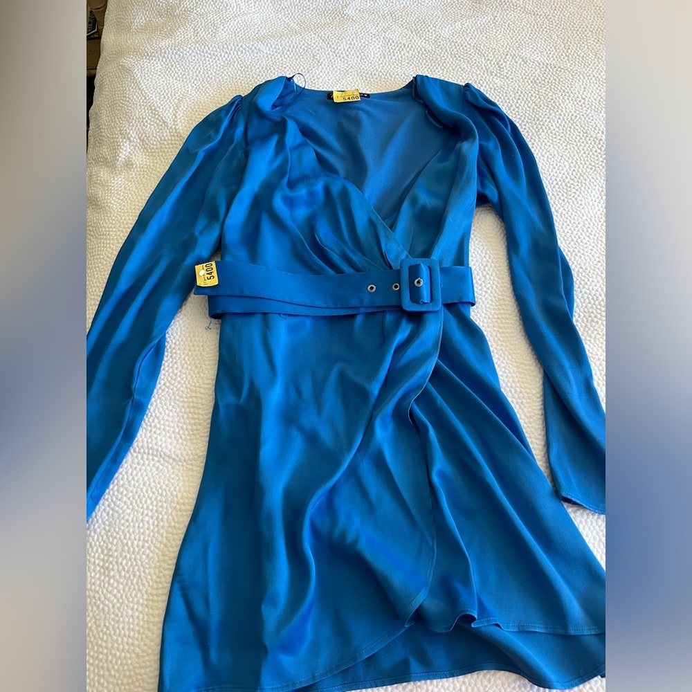 Blue Belt Zara Mini Cocktail Dress